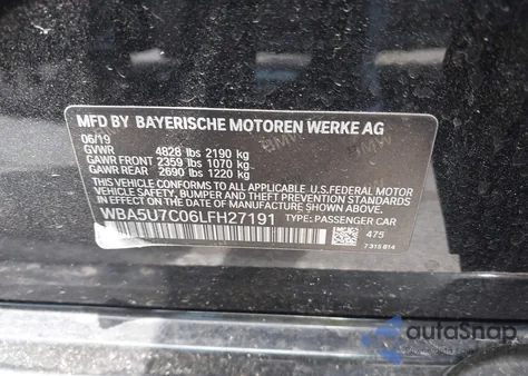 2020 BMW 3 Series M340I z USA, uszkodzony, nr VIN WBA5U7C06LFH27191